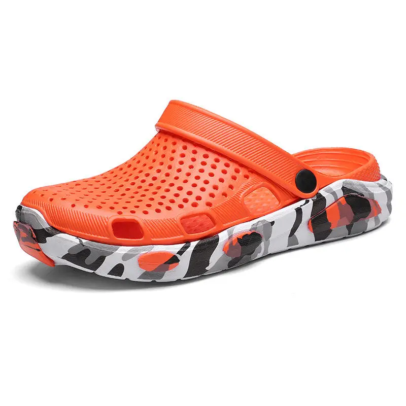 Водонепроницаемая обувь Мужские тапочки классический отверстие босиком Для мужчин пляжные Быстросохнущие кроссовки Повседневное Нескользящие повседневные сандалии летний плавательный море обувь - Цвет: Оранжевый