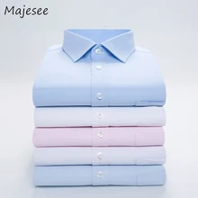 Мужские рубашки с длинными рукавами мужские деловые костюмы рубашки однобортные однотонные простые дизайнерские Дышащие Модные в Корейском стиле