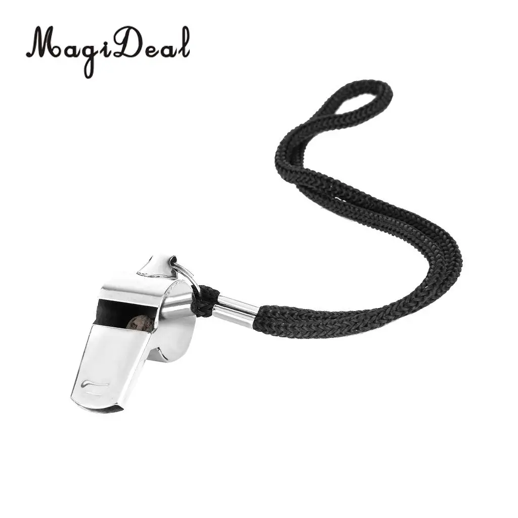 MagiDeal New Metal Referee Whistle and Lanyard Football Soccer Tool for Basketball Coaches Officials Board Game Supply Gifts