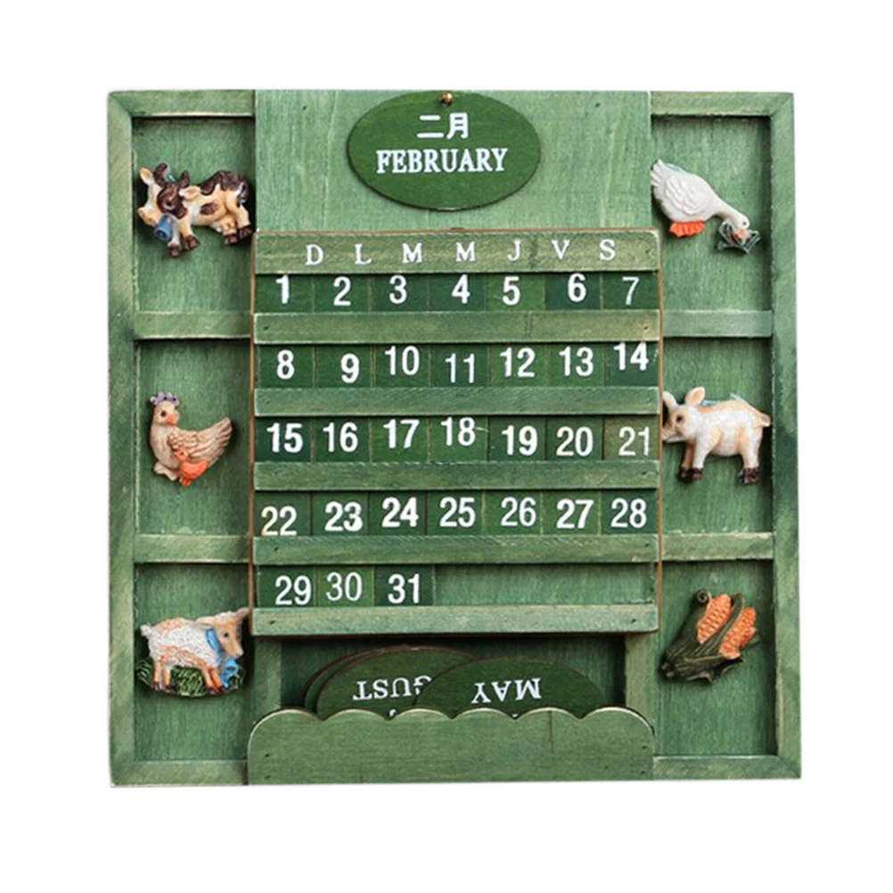 

Retro Wooden Wall Perpetual Calendar Home Decoration Daily Desktop Calendar schedules calendar family calendar planner