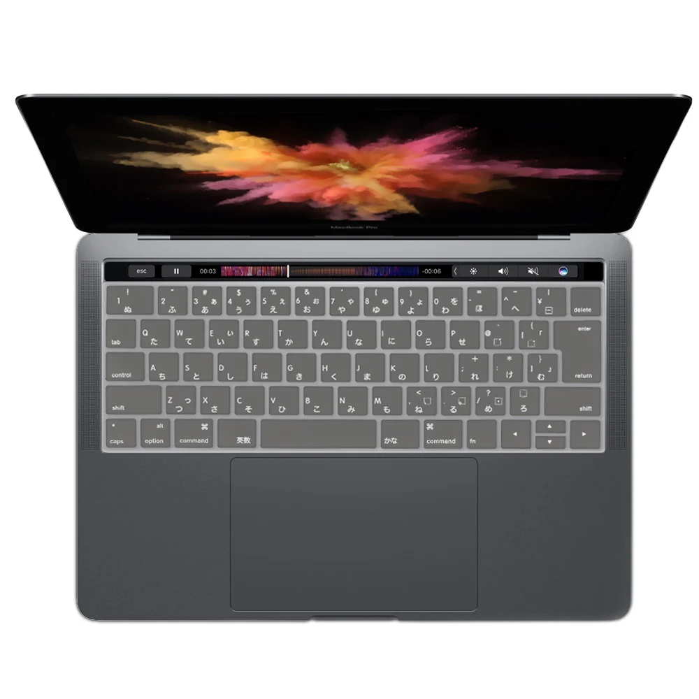 Ключ кожи для / MacBook Pro retina 13 15 дюймов с сенсорной панелью JIS японская версия градиентный Радужный цвет клавиатура крышка - Цвет: Clear Cherry