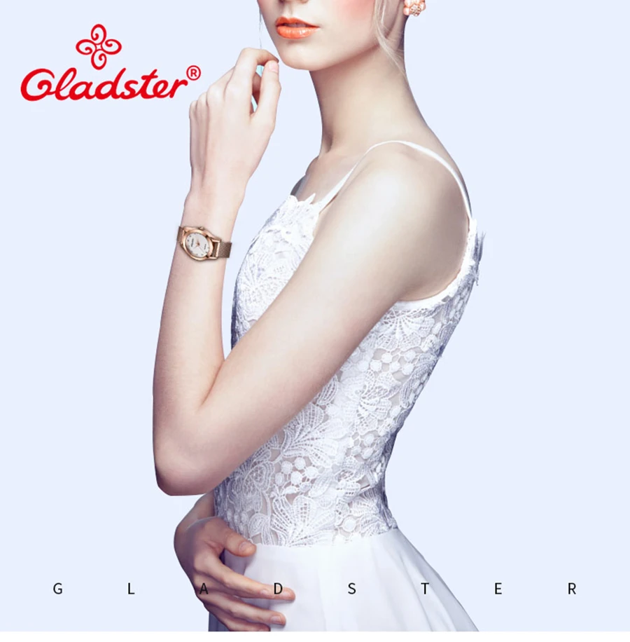 Gladster новые роскошные женские модельные часы модные повседневные кварцевые часы для женщин ультра тонкие часы из нержавеющей стали женские кварцевые часы
