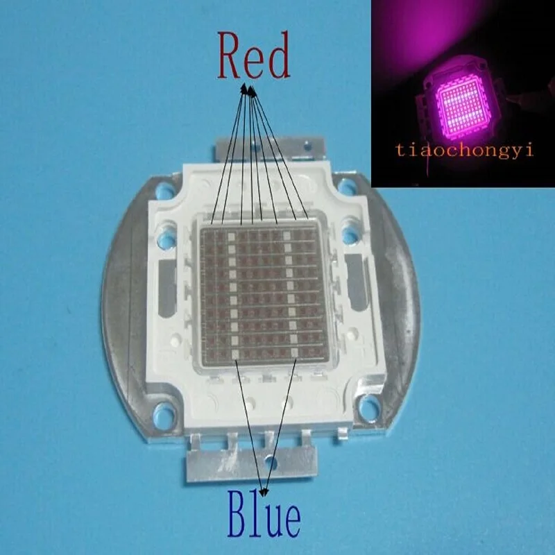 100 Вт высокое Мощность светодиодный чип Растениеводство гидропоники красные, синие 4:1 450nm 660nm DIY