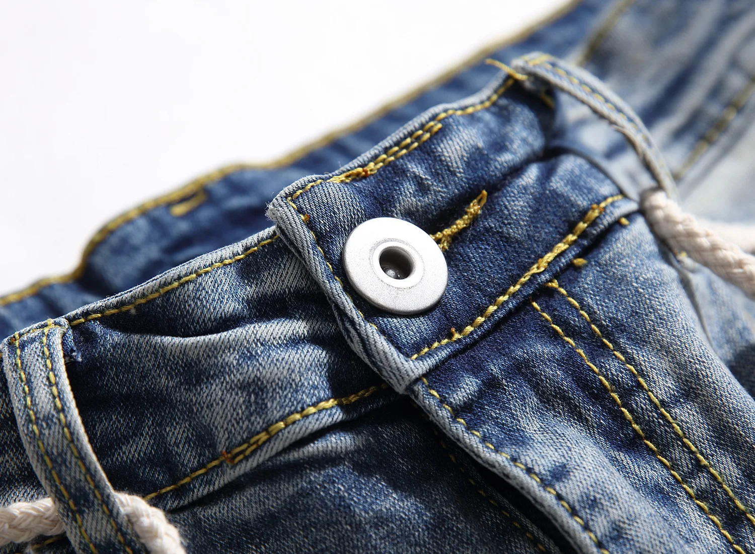 High street vintage striped side knee damage ripped holes do old slim side zipper high-grade cotton small leg jeans dropshipping