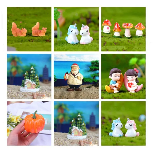 

1set LUCKY PIG Lovers Fairy Garden Gnome Moss Terrariums Resin Crafts Home Decoration Unicorn Christmas Figurines Miniatures
