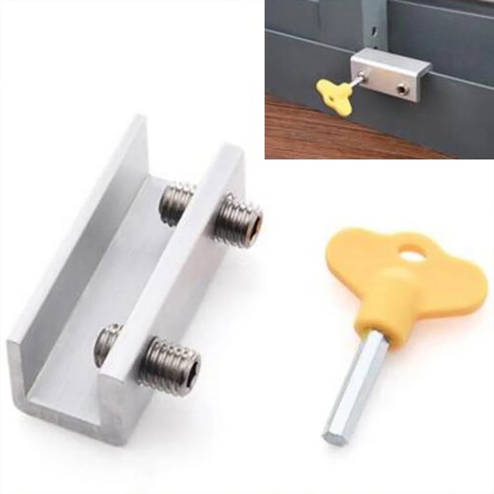 

Easy Install Durable Adjustable Window Locks Multifunctional Office Stop With Key Rust Proof Security Aluminum Alloy Sliding
