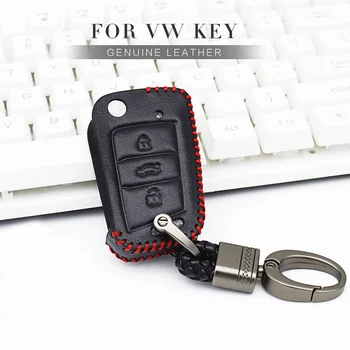 

Leather Car Key Case Cover For Vw Volkswagen Golf Mk7 Mk3 4 5 6 7 Gti Mk2 Polo Passat For Seat Skoda Key Ring Cover Accessories