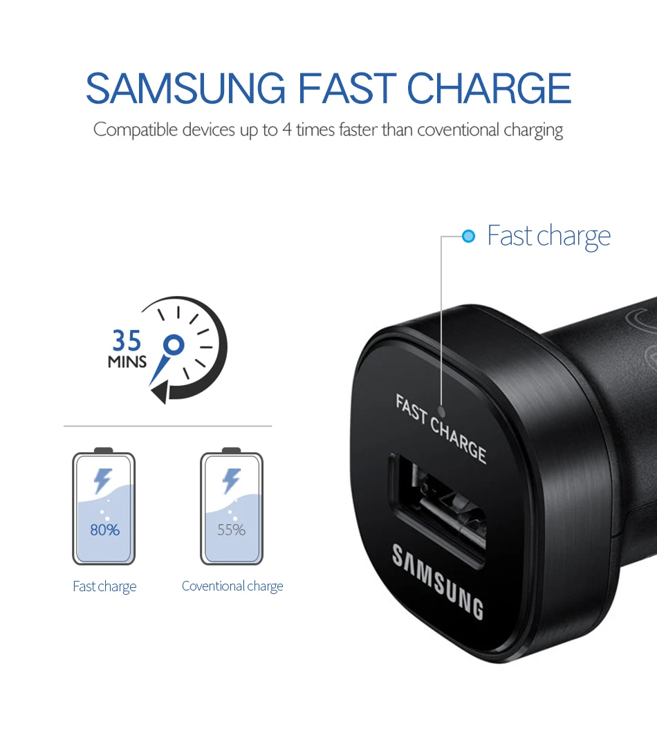 2Samsung note9 S9 S8 plus Fast Car Charger Travel USB Original Adapter 18W 9V2A Snelle Lader Adaptieve Note8 S 9 S 8 C5 C7 C9pro