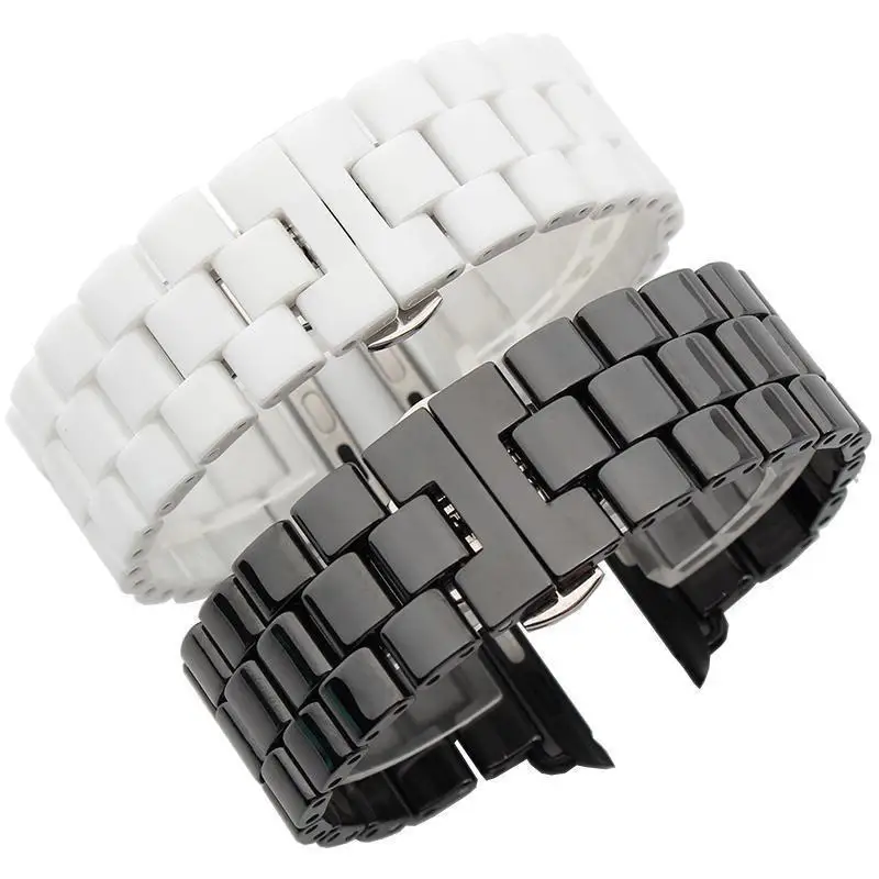 Черный, белый цвет Керамика ссылки браслет для Apple Watch Series 3 2 1 42 мм группа для iwatch ремешок Бабочка Пряжка Керамика S Ремешки для наручных часов