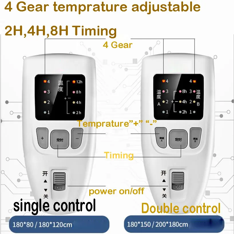  High Grade Warm Heater Velvet Electric Heating Blanket 4 Gear Temperature Timing Controller Room El - 4000017047948