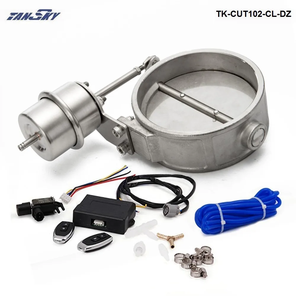 Exhaust Control Valve Set With Vacuum Actuator CUTOUT 102mm Pipe CLOSE STYLE W/Wireless Remote Controller TK-CUT102-CL-DZ