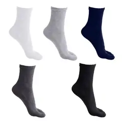 Мужские носки с пятью пальцами из мягкого полиэстера и хлопка, сплошной цвет дышащий