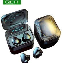QCR TWS 5.0 Bluetooth Kulaklık IP7 kablosuz kulaklık 6D Stereo HiFi Kablosuz Kulakiçi oyun kulaklığı Mikrofon ile 2200mAh(China)
