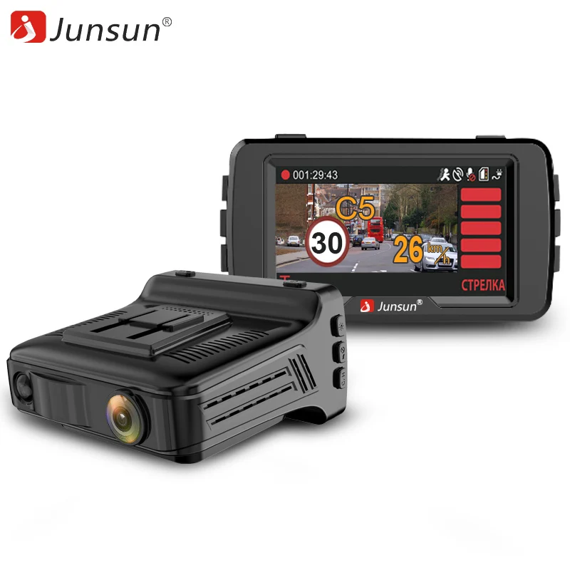 Junsun Автомобильный видеорегистратор антирадар gps 3 в 1 LDWS HD 1296 P Ambarella Анти радар