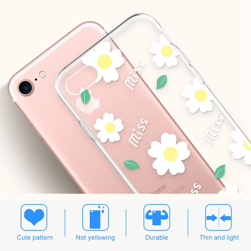 Painting Soft TPU Case For iPhone 7 8 6 6S Plus 5 5S SE Animal Flower Heart Slim Silicone Housing For iPhone X Back Cover Shell