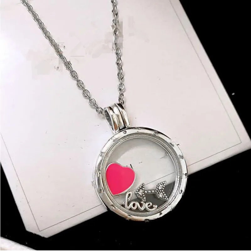 

1pcs / Lot Woman Beautiful 100% Real 925 Sterling Silver Round Glass Pendant Fit European Charms Necklace DIY Jewelry making