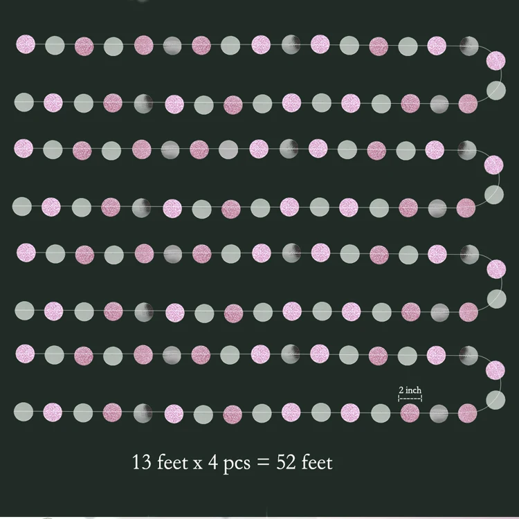 4 м 58 шт. Блестящий розовый серебряный круг в горошек гирлянды в горошек стример фон для девочек на день рождения