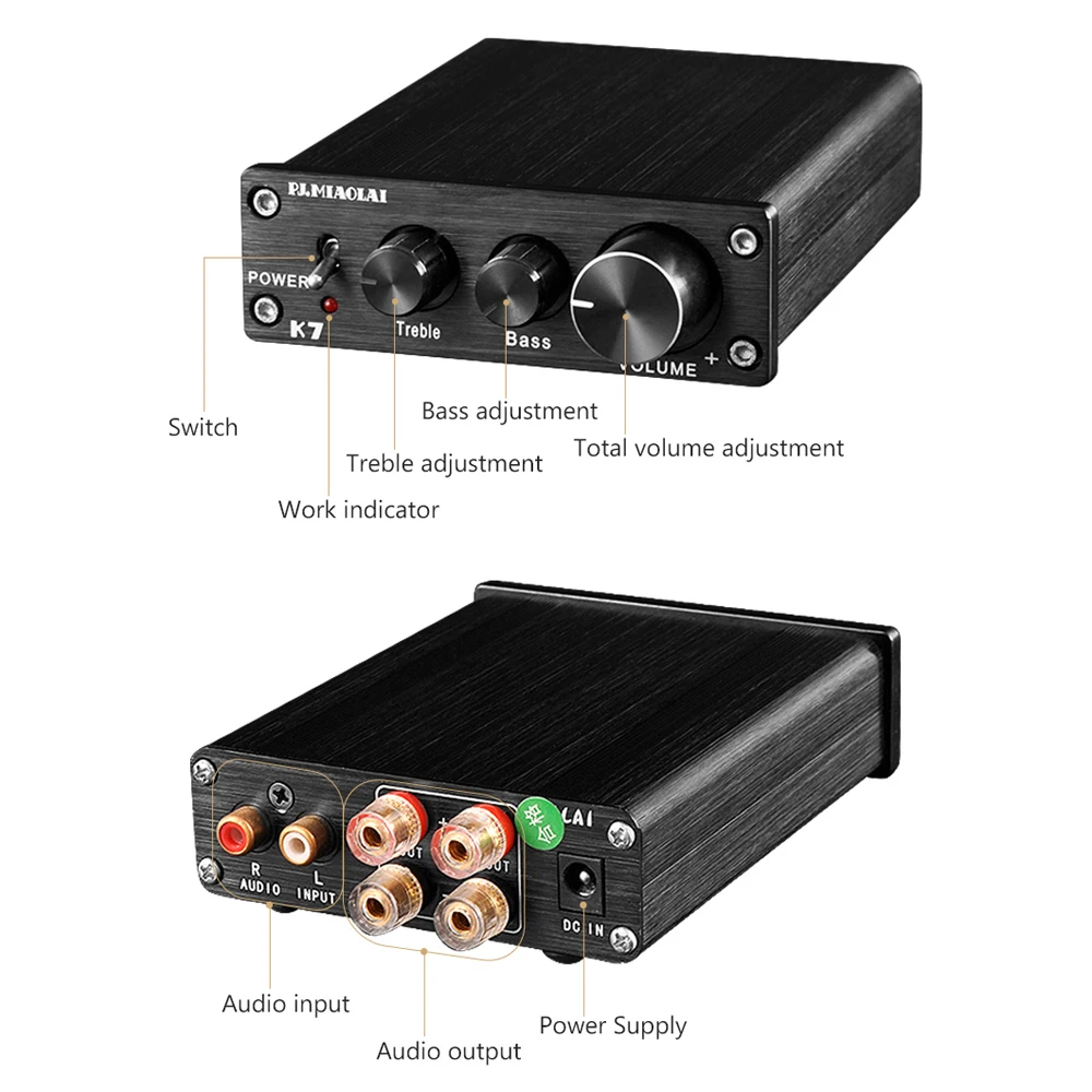 PJ. MIAOLAI TDA7498 LM1036 Hi Fi 2 0 цифровой аудио усилитель 70 Вт * портативный домашний
