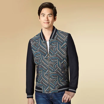 

Men's 2019 Spring Casual Jacket Contrast Baseball Collar Knit Contrast Jacket