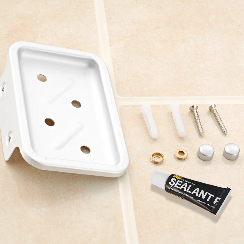 Square aluminum soap rack bathroom round soap box simple soap drain holder silver shelves durable restroom storage organizer