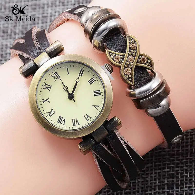 Новые модные кварцевые часы с кожаным браслетом, часы с металлической пряжкой, женские часы с изысканным компактным темпераментом, круглые часы SW-66
