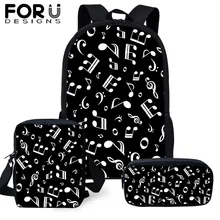 FORUDESIGNS Music Note Pattern 3 Pcs/set Children Kids Bag School Brand Backpack For Teen Boys Girls Book Bags Mochila Escolar cocomilo brand kids backpack for girls boys small bag animal dog bee pattern anti lost schoolbag mochila escolar 2 6 years old