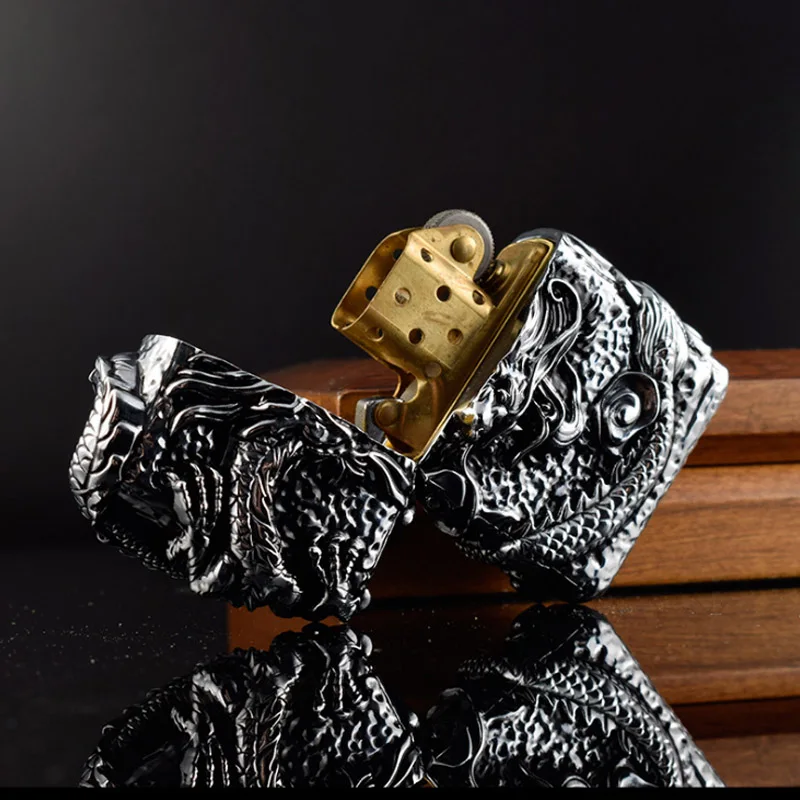 Роскошные ZORRO винтажные керосиновые зажигалки металлическая Тяжелая Броня Relievo зажигалка с драконом супер крутая бензиновая Зажигалка для сигар подарок