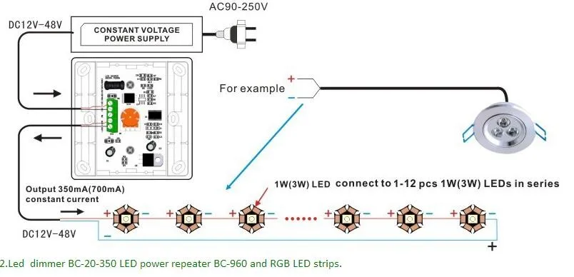 BC-320-CC постоянного тока светодиодный световой диммер DC12-48V 350mA один канал ПВМ диммер Светодиодный настенный Регулируемый выключатель