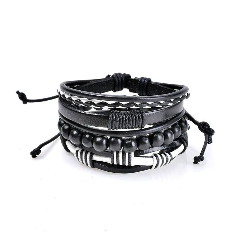 

MISANANRYNE Jewelry Wrap Leather Bracelets Men Women Onyx Lava Hematite Jewelry Accessories Stone Beads Bangles Pulseira