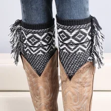 Женские носки в богемном стиле для ботинок; Acylic; вязаные ботинки; аксессуары-кисточки; модные гетры для девочек; спортивные аксессуары для верховой езды; распродажа