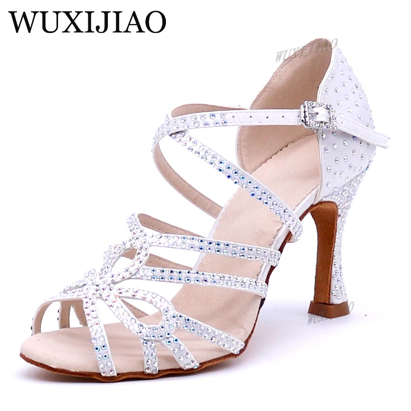 Sapatos de Dança Latina de Mulheres Sapatos de Tango de Salão Salão de Dança Sapatos para Mulher para Dacne Wuxijiao New Glitter Strass Cetim Salsa de Dança