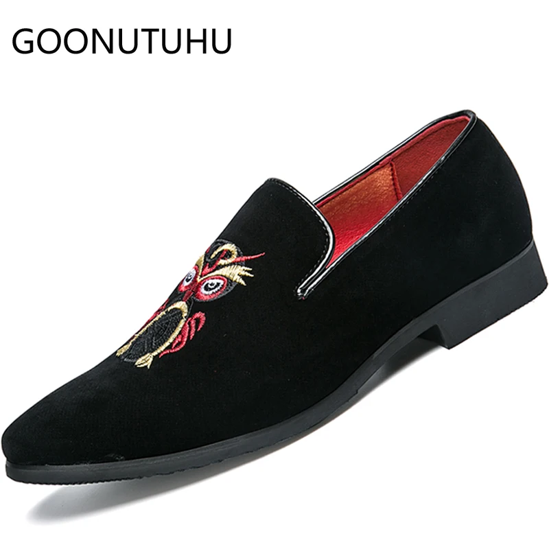 

2019 new fashion men's shoes casual suede leather loafers man red and black slip on shoe male comfortable shoes for men hot sale