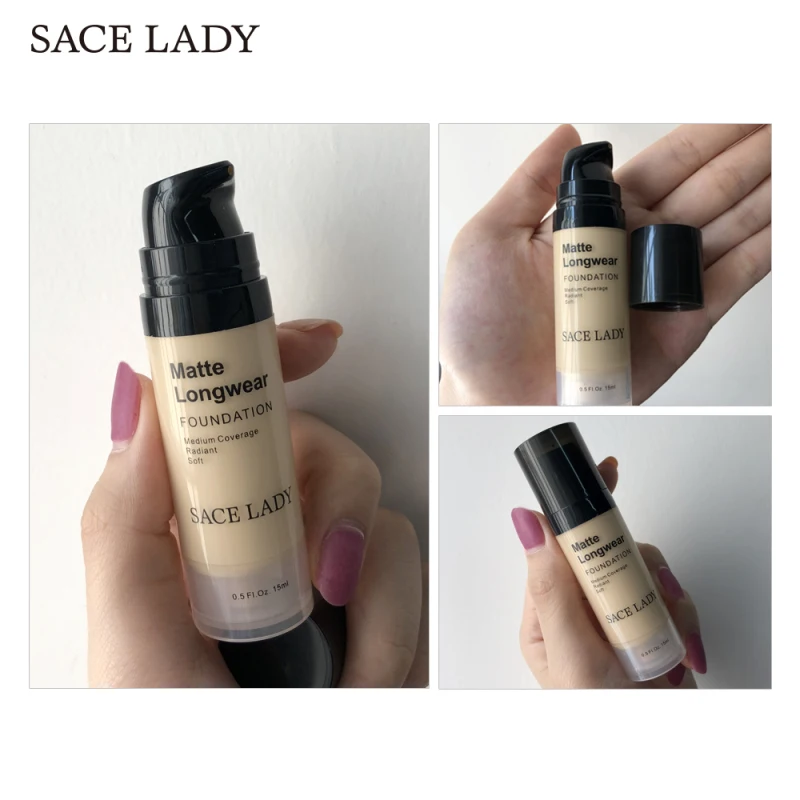 SACE LADY 15 мл матовый тональный крем+ 1 шт. Косметическая пуховка профессиональный полный охват основа для лица макияж водонепроницаемый TSLM1