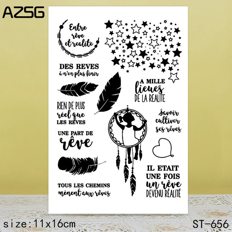 

AZSG Star Feather Wind Chime Clear Stamps/Seals For DIY Scrapbooking/Card Making/Album Decorative Silicone Stamp Crafts