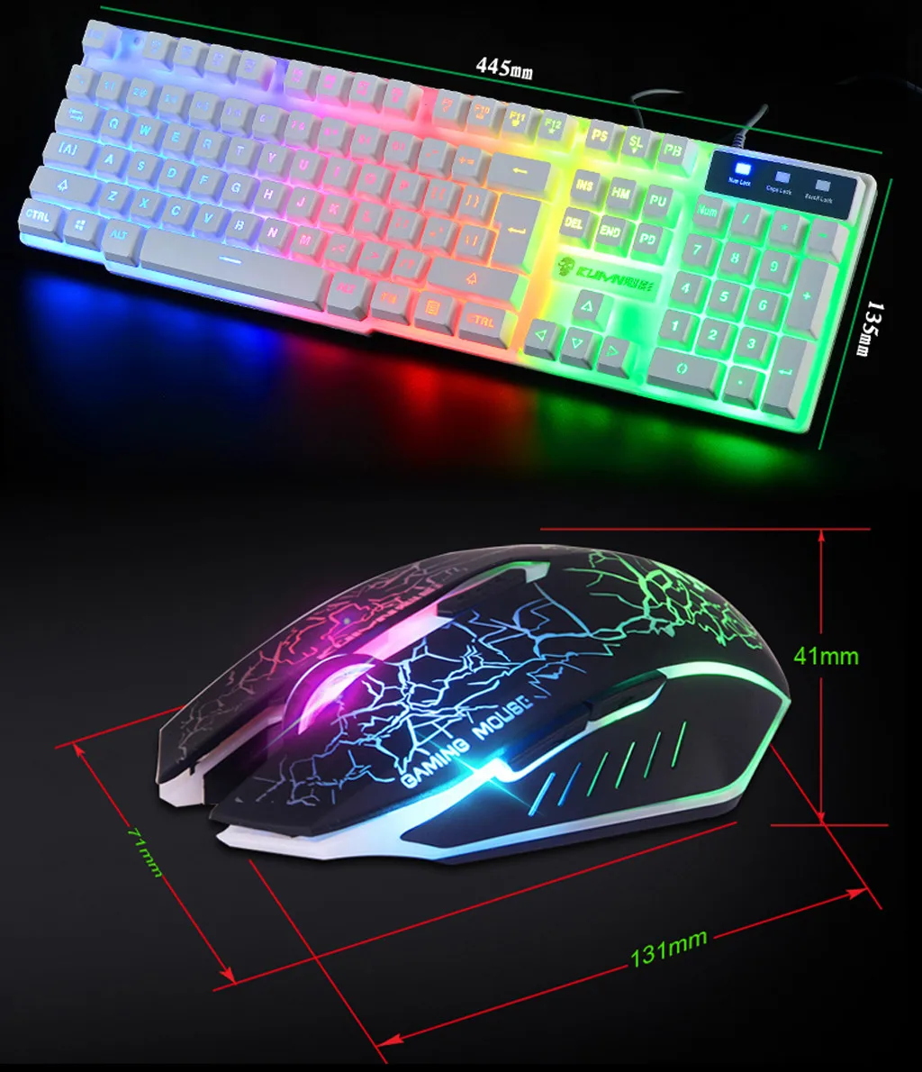 USB кабель с радужной подсветкой Игровая клавиатура эргономичная игровая