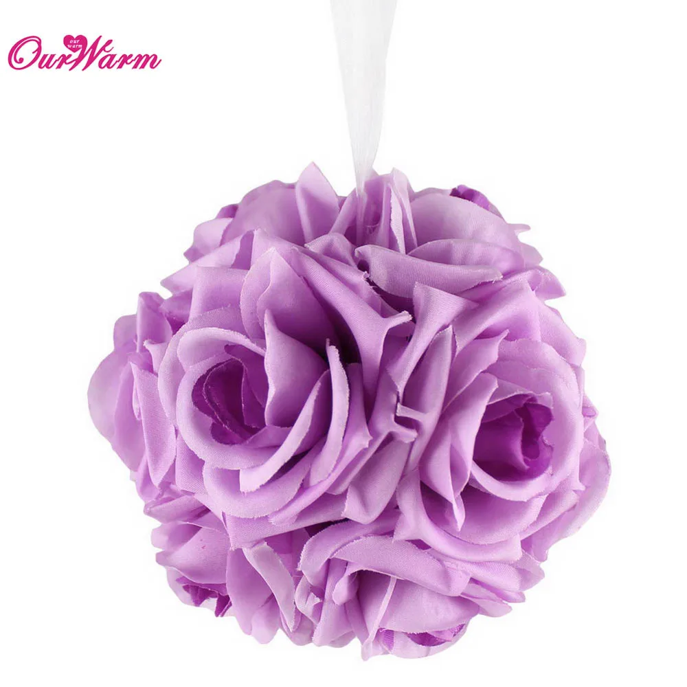 12 шт. 13 см цветок из искусственного шелка целующийся помандер букетные шары Свадебные украшения для дома для свадебной вечеринки - Цвет: Lavender