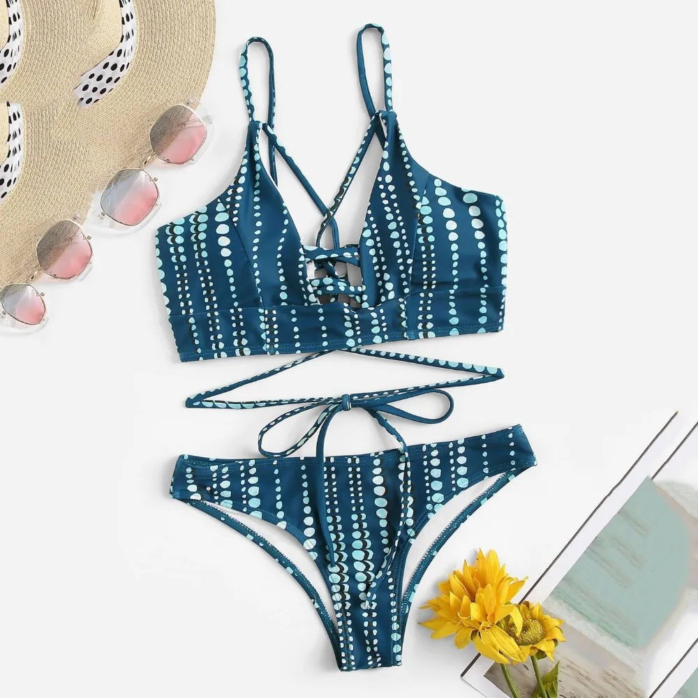 New European Best Selling Bikini Split Authentic Split Chinese Striped