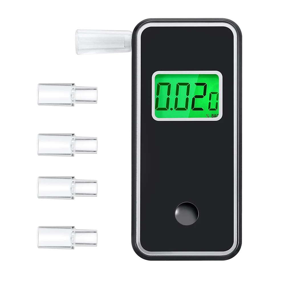 

AT7700 Professional Portable Digital Breath Alcohol Detector Tester Breathalyzer with 5pcs Transparent Mouthpieces for Driver