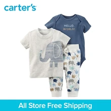 Carter’s 3-Piece baby children kids clothing Boy Summer Elephant Babysoft Bodysuit Pant Set 127G895