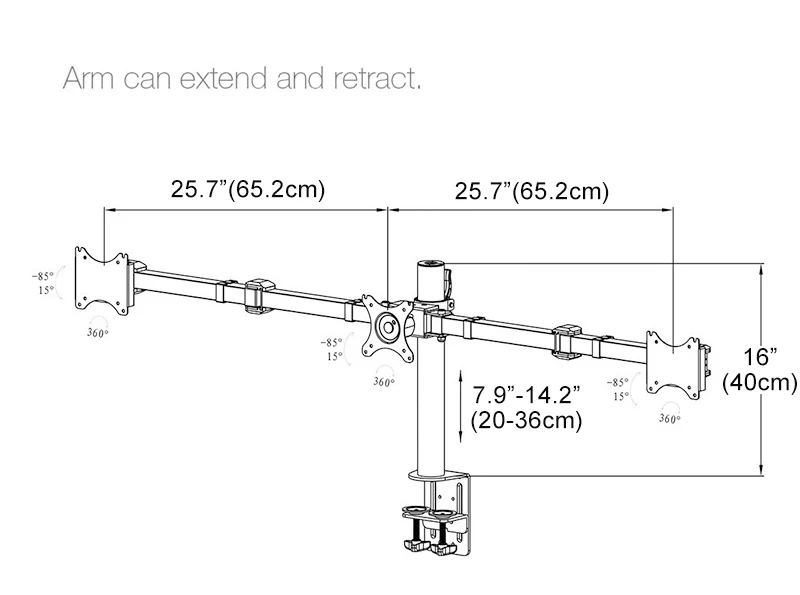 Тройной монитор руки полный движения настольная подставка для крепления подходит для трех ЖК-экранов 1"-27" Максимальная поддержка 10 кг вес на руку