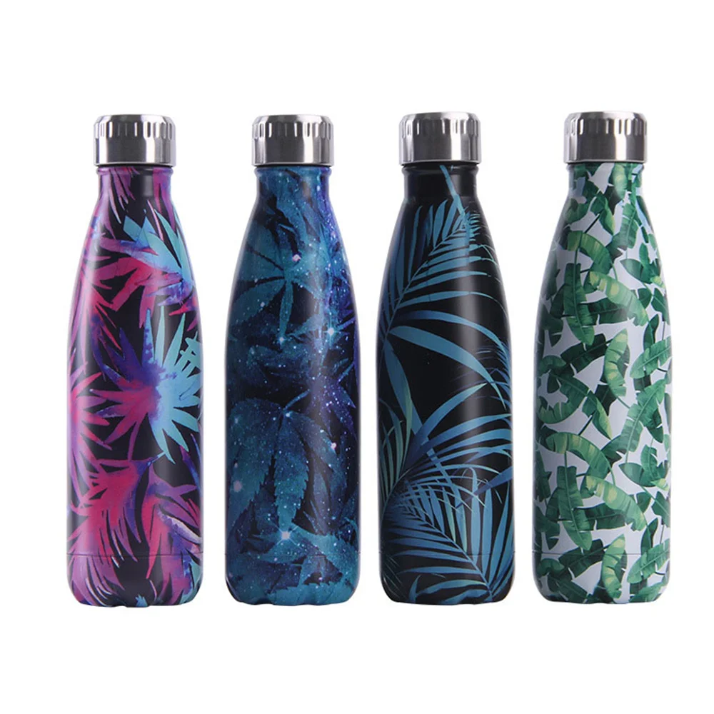

Leaf Pattern Water Bottle Vacuum Cup Stainless Steel Insulated Coffee Thermos Sport Travel Bicycle Portable Bottle Gift