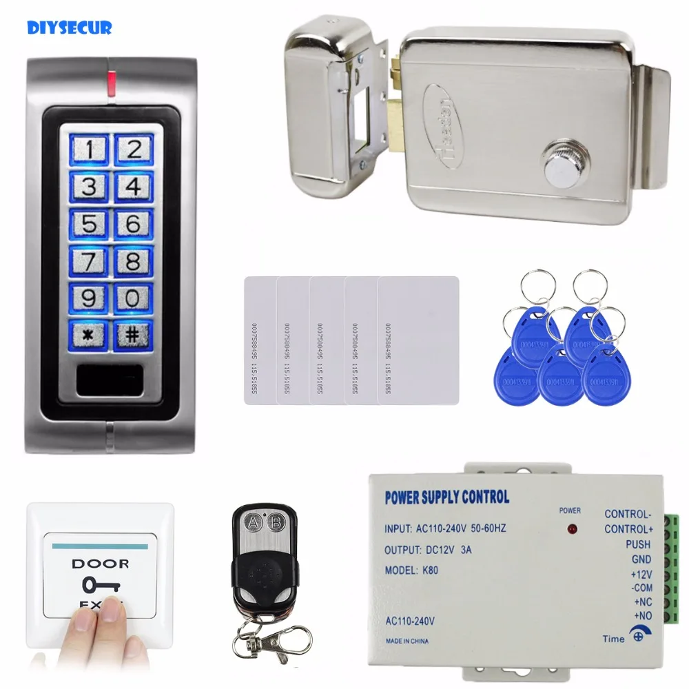 

DIYSECUR RFID 125KHz ID Card Reader Access Control Kit Security System + Electronic Lock + Remote Control K2