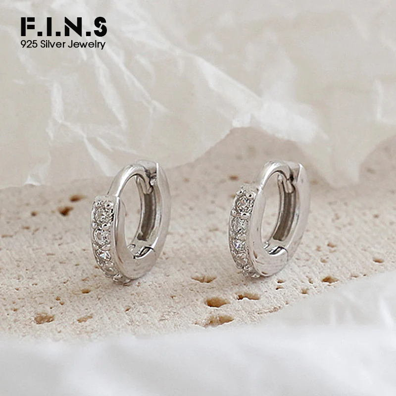 

F.I.N.S 925 Sterling Silver Small Hoop Earrings for Women Silver 925 Cubic Zirconia Earings Fashion Jewelry Female Earring