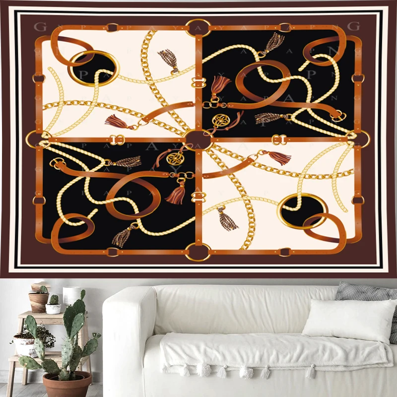 GN.PAPAYA Nordic Style Classical creative chain Tapestry Vintage Style Pattern Tapestries Retro flower Wall Hanging home  decor