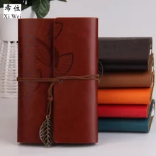 Pu Leather Loose Leaf Notebook Hardcover Journal Handmade Woodfree Yellow Paper Clip Notepad Custom Logo paper high leather journal notebook mini stitched 80 x 105mm
