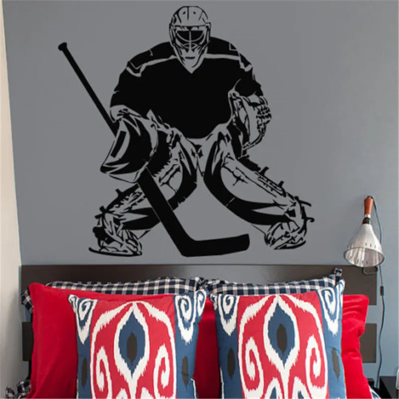 Vinyl Wall Decal Kids Bedroom Wall Sticker Ice Hockey Player Goalkeeper