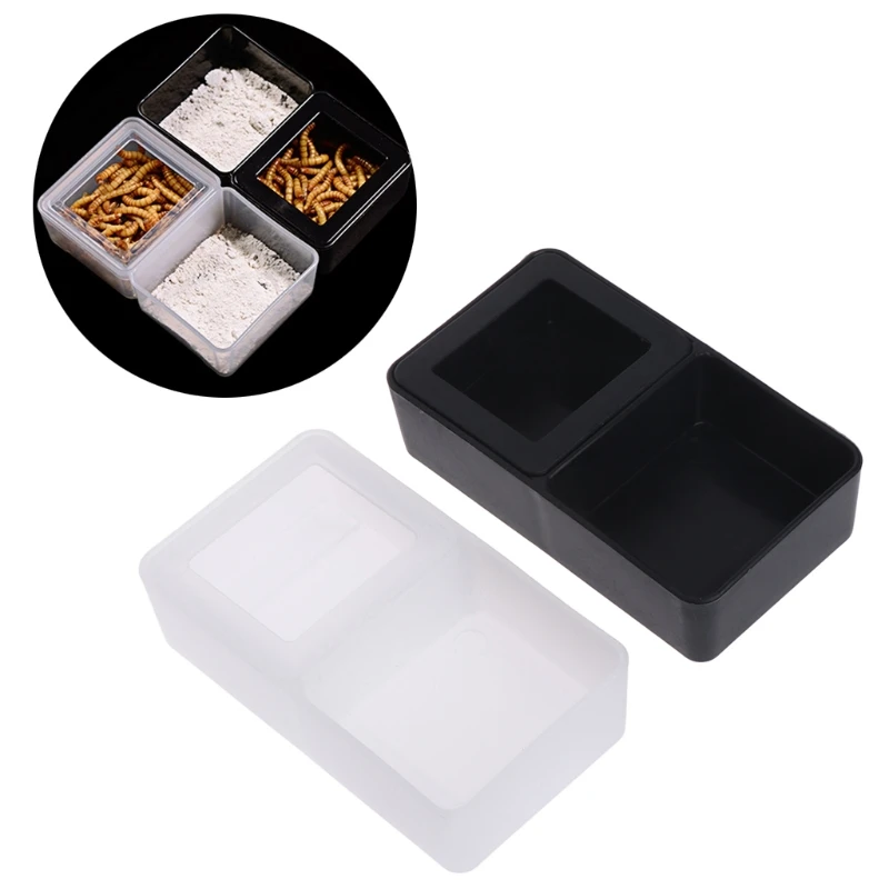 

Reptile Feeder Double Box Food Water Feeding Spider Basin Insect Turtle Breeding