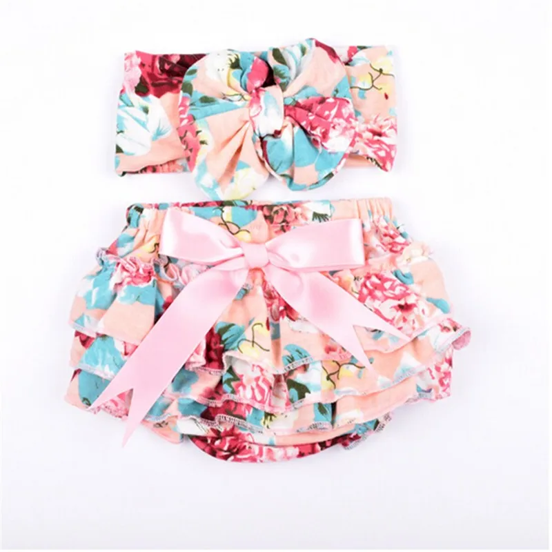 Cotton Baby Girls Diaper Covers Bloomers Shorts Newborn Cute Tutu Ruffled Panties Toddler Girls Fashion Summer Clothing - Цвет: Yes Bow headband