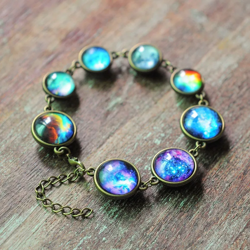 

2019 New Glass Gem Galaxy Bracelet Nebula Space Bangle for Women Universe of Stars Jewelry Femme Bijoux Drop Shipping NX1