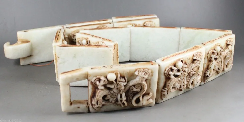 

Chinese NATURAL jade hand-carved relief dragon, old BELT
